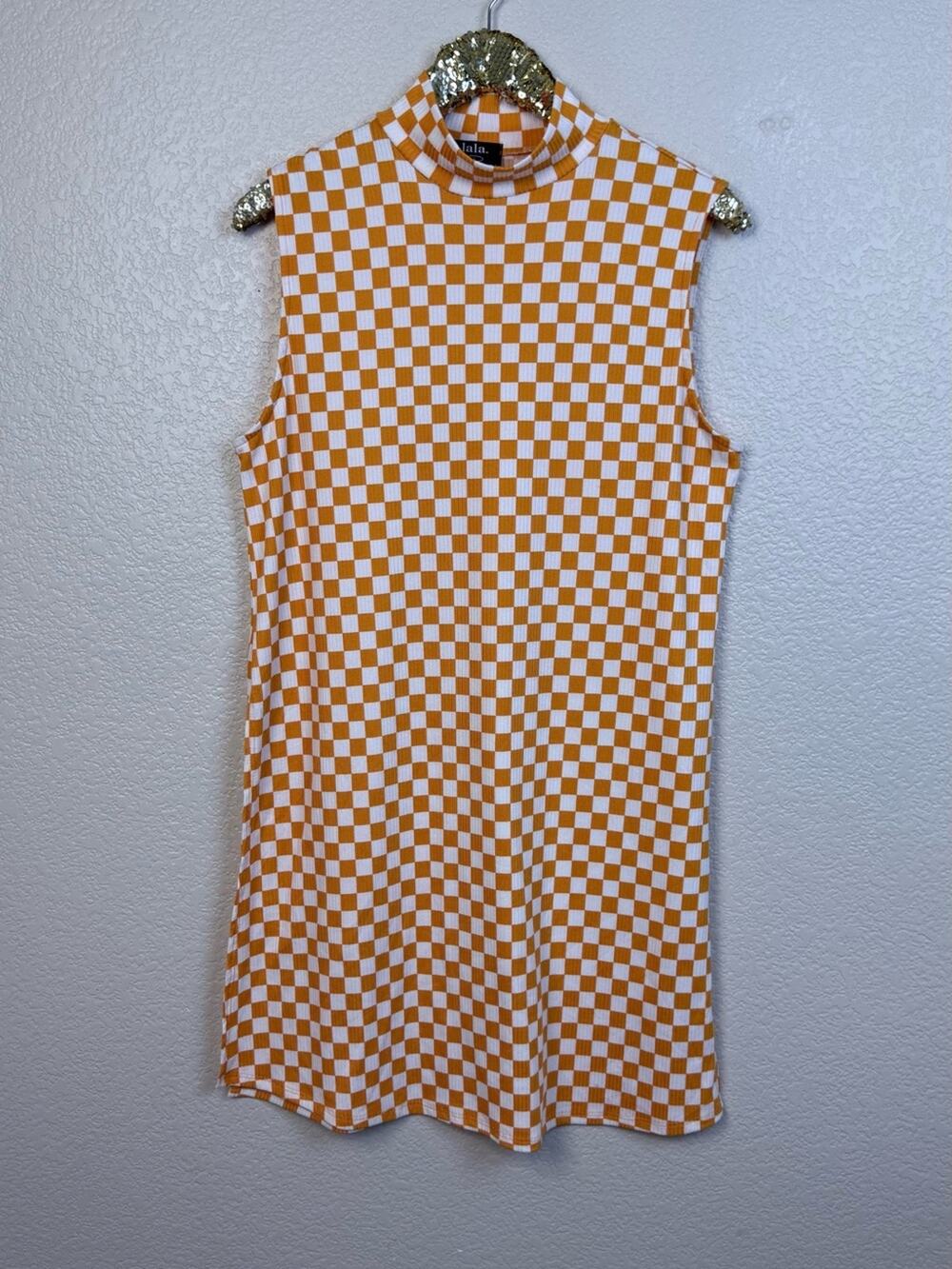 Dressed In Lala • Gigi Checkerboard Sleeveless Mock Neck